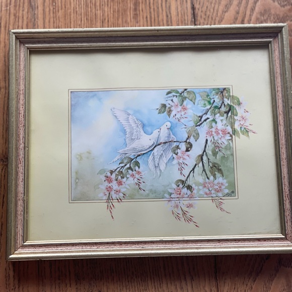 Vintage Haik Muradian Doves & Branches print framed 11 x 9 Home Decor Wall Art - Picture 4 of 9